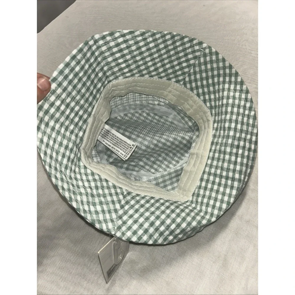 Gingham Wide Brim Lightweight Green & White Women's Bucket Hat Forever 21
